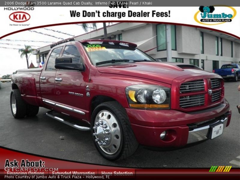 Inferno Red Crystal Pearl / Khaki 2006 Dodge Ram 3500 Laramie Quad Cab Dually