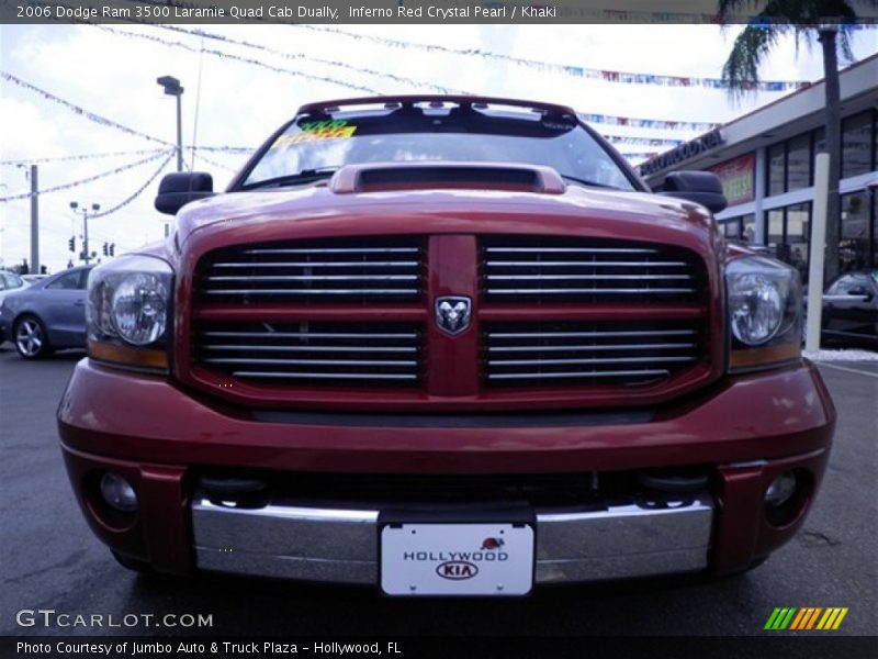 Inferno Red Crystal Pearl / Khaki 2006 Dodge Ram 3500 Laramie Quad Cab Dually
