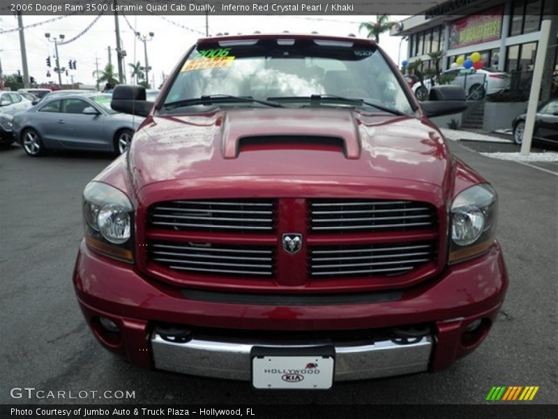 Inferno Red Crystal Pearl / Khaki 2006 Dodge Ram 3500 Laramie Quad Cab Dually