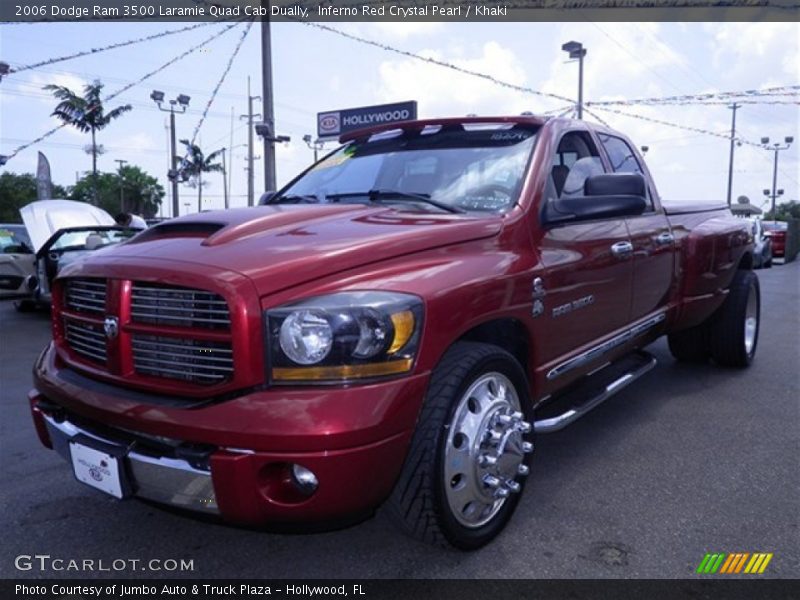 Inferno Red Crystal Pearl / Khaki 2006 Dodge Ram 3500 Laramie Quad Cab Dually