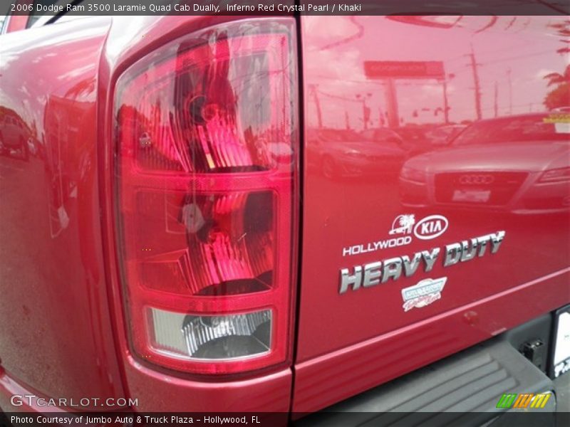 Inferno Red Crystal Pearl / Khaki 2006 Dodge Ram 3500 Laramie Quad Cab Dually