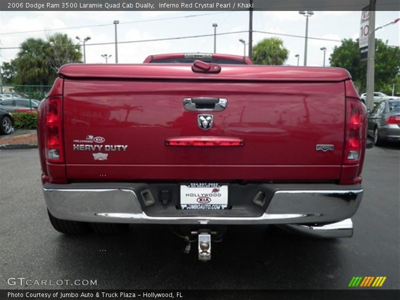 Inferno Red Crystal Pearl / Khaki 2006 Dodge Ram 3500 Laramie Quad Cab Dually