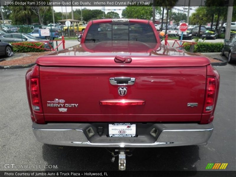 Inferno Red Crystal Pearl / Khaki 2006 Dodge Ram 3500 Laramie Quad Cab Dually