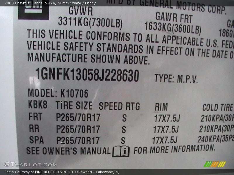 Summit White / Ebony 2008 Chevrolet Tahoe LS 4x4