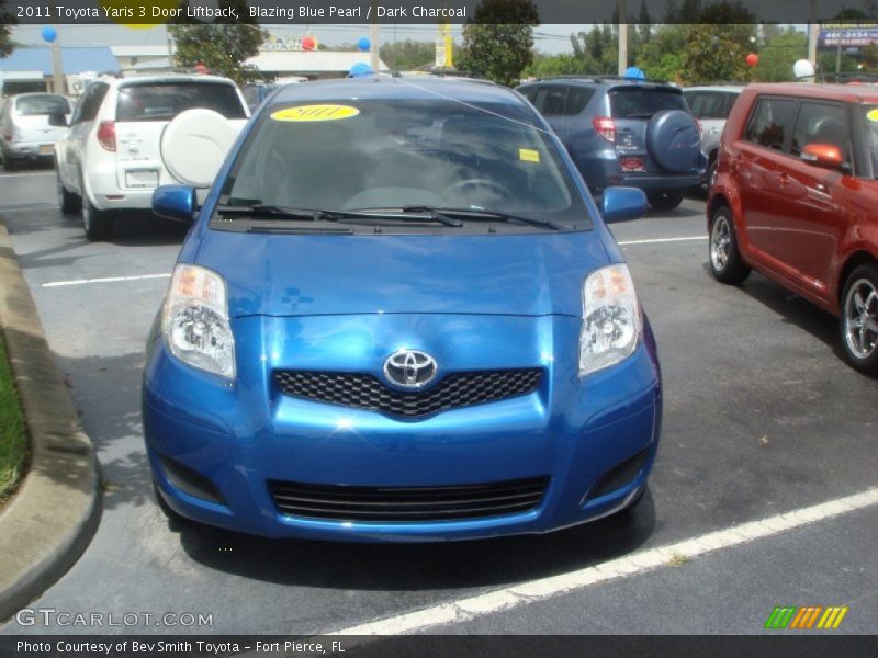 Blazing Blue Pearl / Dark Charcoal 2011 Toyota Yaris 3 Door Liftback