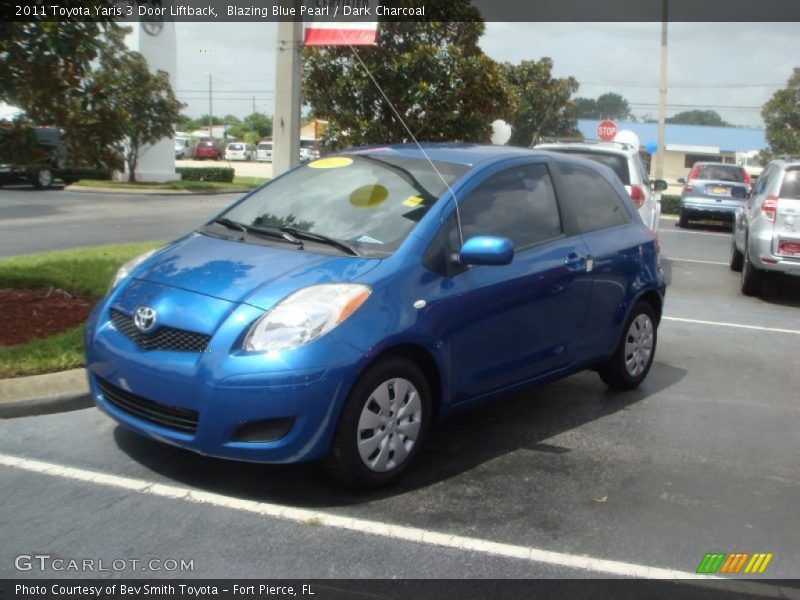 Blazing Blue Pearl / Dark Charcoal 2011 Toyota Yaris 3 Door Liftback