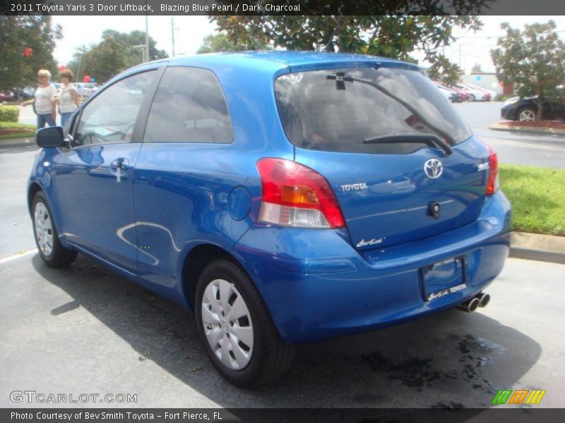 Blazing Blue Pearl / Dark Charcoal 2011 Toyota Yaris 3 Door Liftback