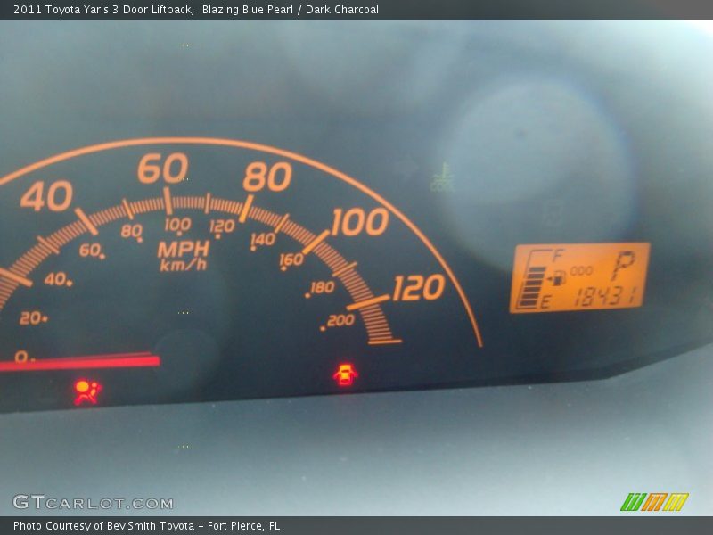 Blazing Blue Pearl / Dark Charcoal 2011 Toyota Yaris 3 Door Liftback