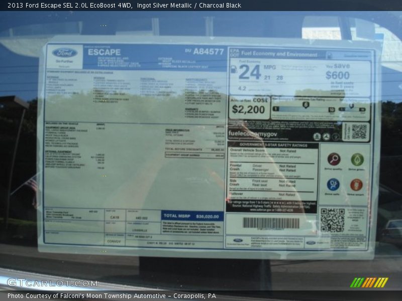  2013 Escape SEL 2.0L EcoBoost 4WD Window Sticker