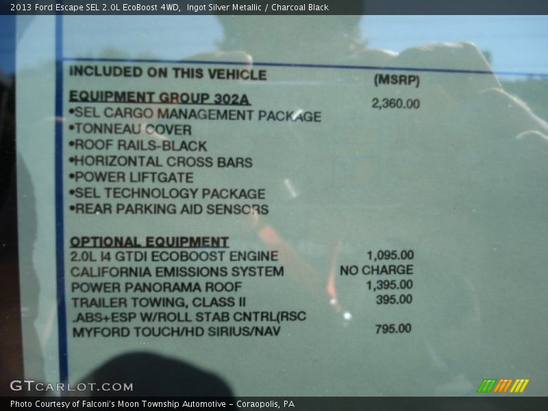  2013 Escape SEL 2.0L EcoBoost 4WD Window Sticker
