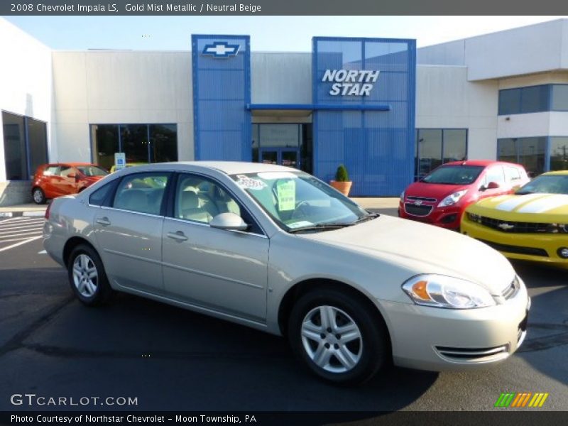 Gold Mist Metallic / Neutral Beige 2008 Chevrolet Impala LS