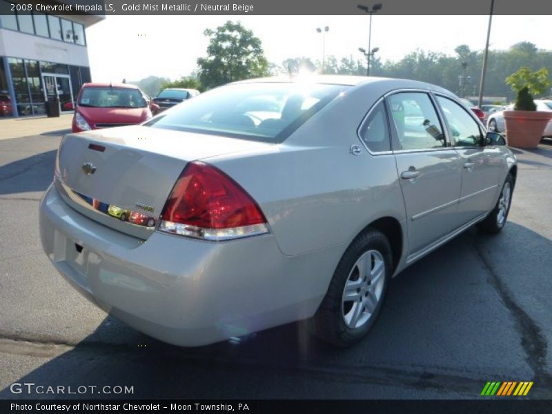 Gold Mist Metallic / Neutral Beige 2008 Chevrolet Impala LS