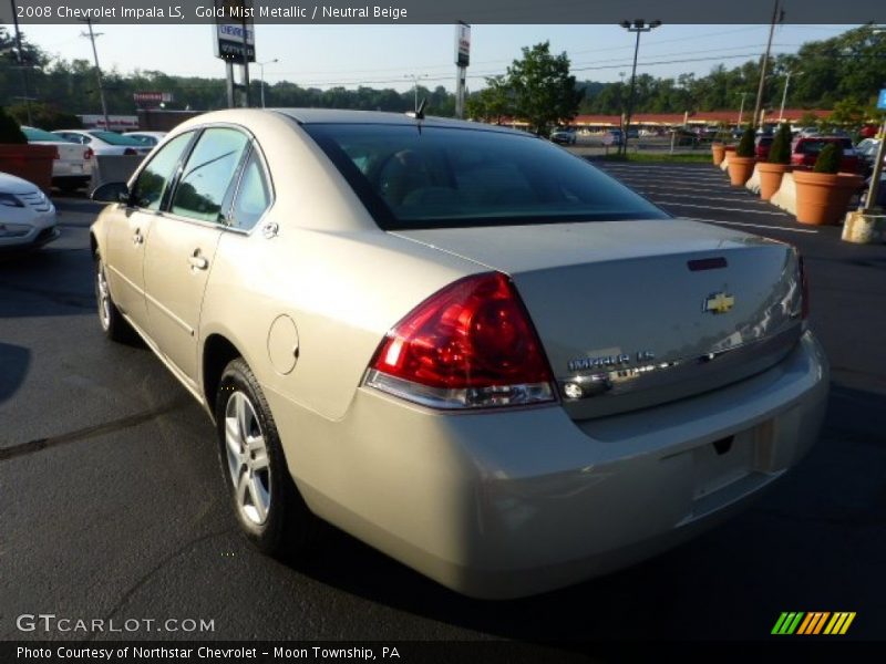 Gold Mist Metallic / Neutral Beige 2008 Chevrolet Impala LS