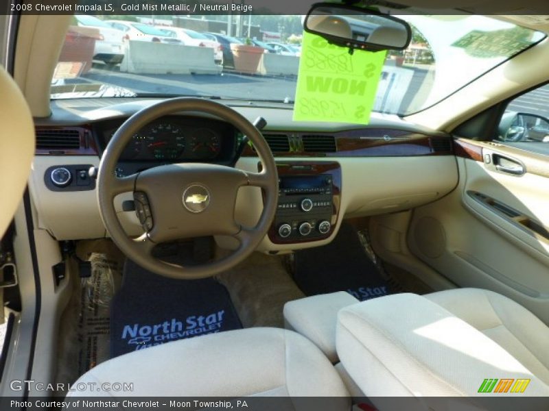 Gold Mist Metallic / Neutral Beige 2008 Chevrolet Impala LS