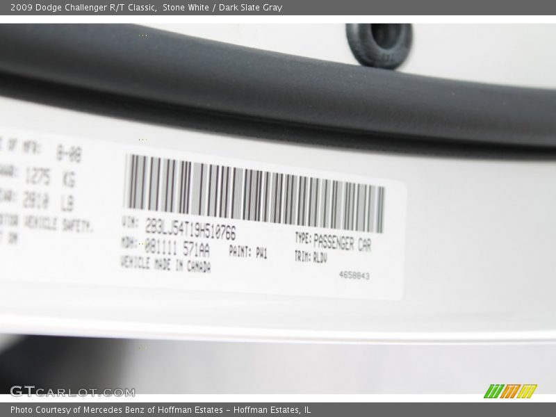 Stone White / Dark Slate Gray 2009 Dodge Challenger R/T Classic
