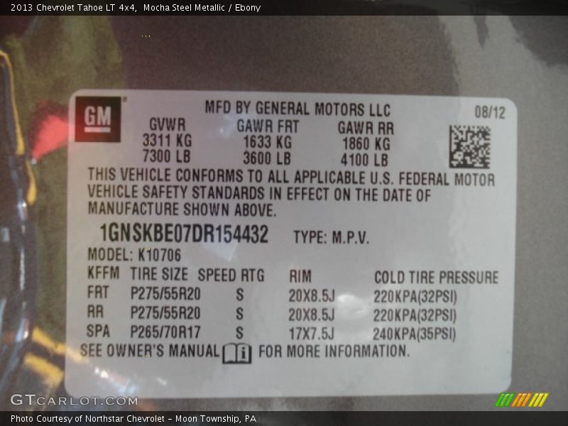 Mocha Steel Metallic / Ebony 2013 Chevrolet Tahoe LT 4x4