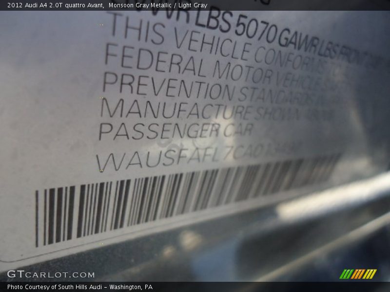Monsoon Gray Metallic / Light Gray 2012 Audi A4 2.0T quattro Avant