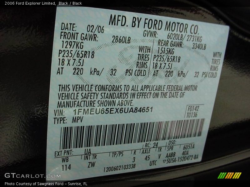 Black / Black 2006 Ford Explorer Limited