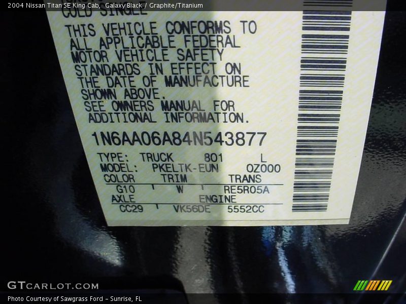 Galaxy Black / Graphite/Titanium 2004 Nissan Titan SE King Cab