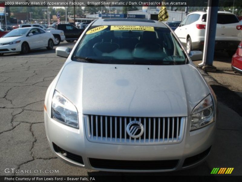 Brilliant Silver Metallic / Dark Charcoal/Ice Blue Alcantara 2009 Mercury Milan V6 Appearance Package
