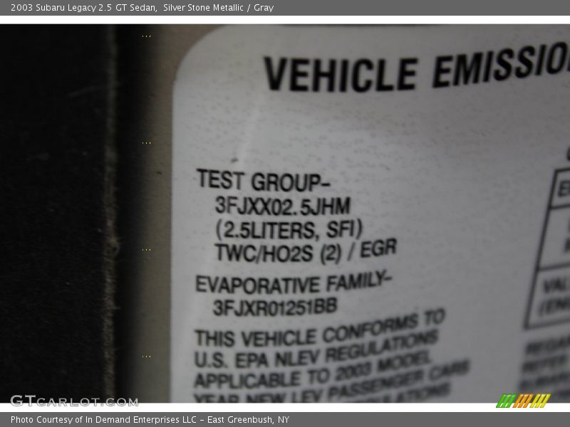 Silver Stone Metallic / Gray 2003 Subaru Legacy 2.5 GT Sedan