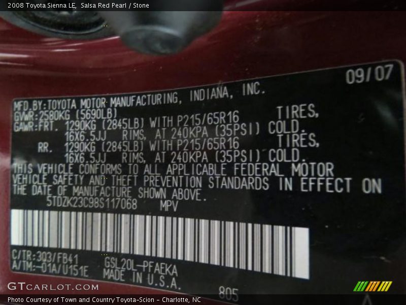Salsa Red Pearl / Stone 2008 Toyota Sienna LE