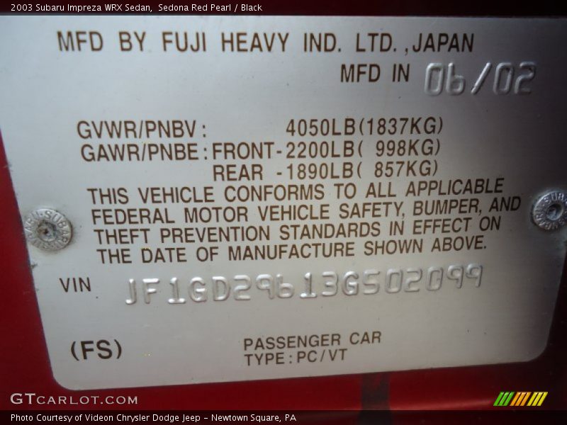 Sedona Red Pearl / Black 2003 Subaru Impreza WRX Sedan