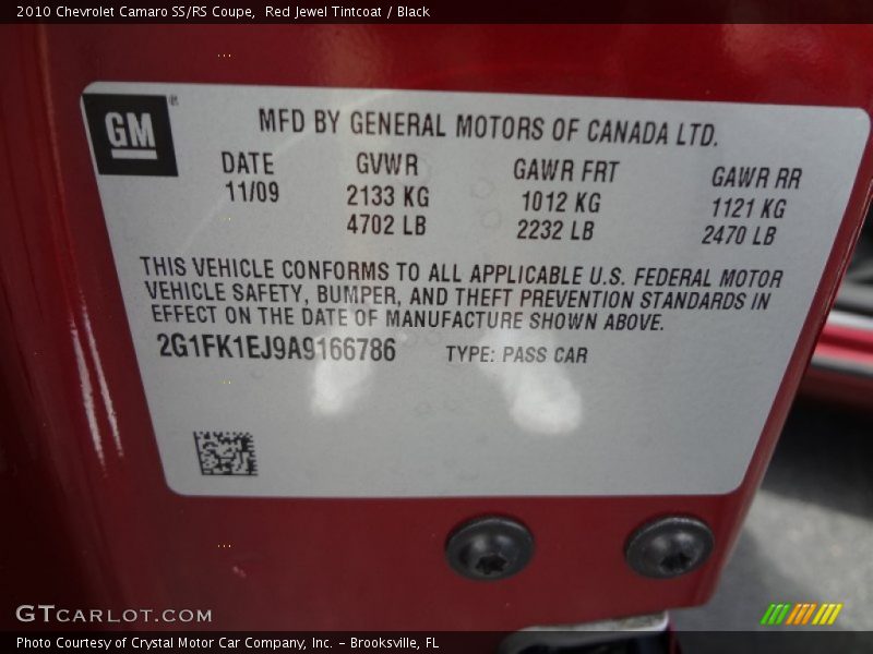 Red Jewel Tintcoat / Black 2010 Chevrolet Camaro SS/RS Coupe