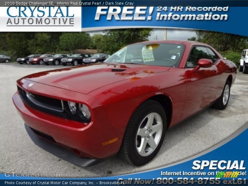 Inferno Red Crystal Pearl / Dark Slate Gray 2010 Dodge Challenger SE