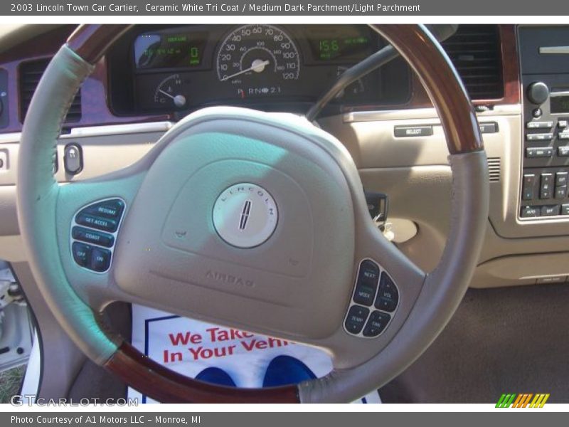 Ceramic White Tri Coat / Medium Dark Parchment/Light Parchment 2003 Lincoln Town Car Cartier