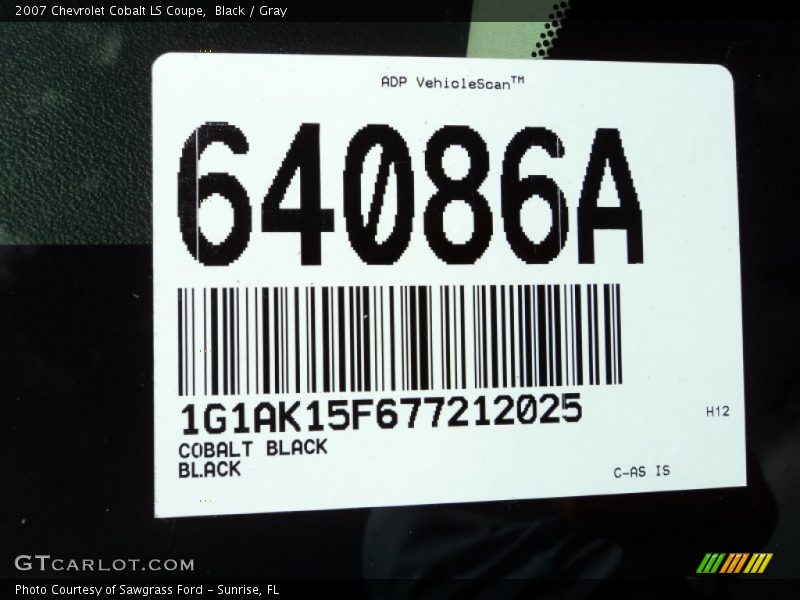 Black / Gray 2007 Chevrolet Cobalt LS Coupe