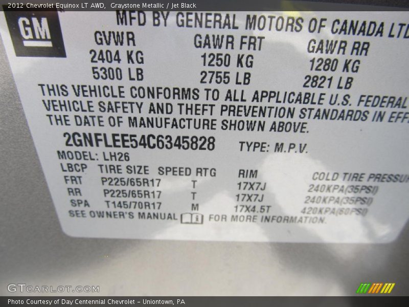 Graystone Metallic / Jet Black 2012 Chevrolet Equinox LT AWD