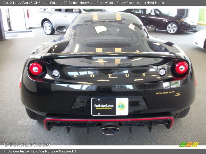 GP Edition Motorsport Black/Gold / Ebony Black Leather/Red Piping 2012 Lotus Evora S GP Special Edition