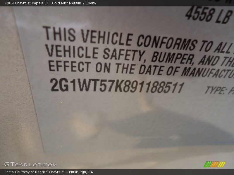 Gold Mist Metallic / Ebony 2009 Chevrolet Impala LT