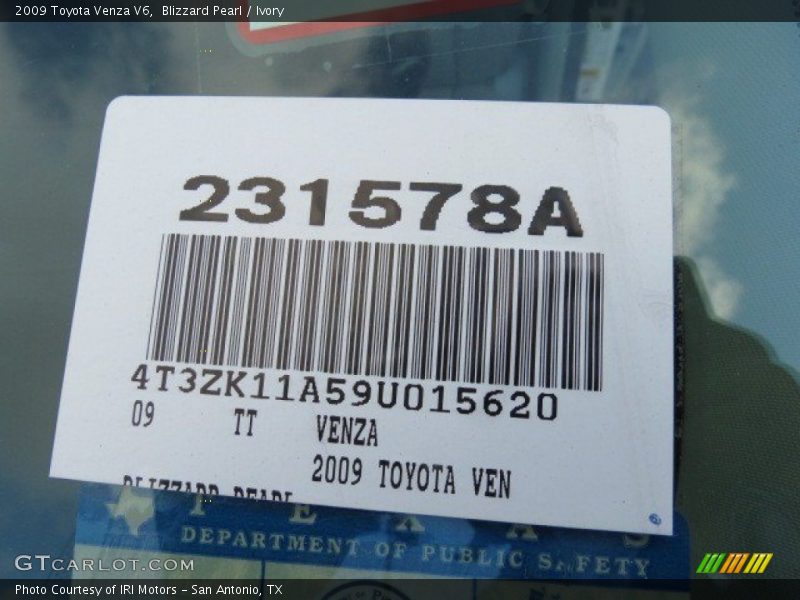 Blizzard Pearl / Ivory 2009 Toyota Venza V6