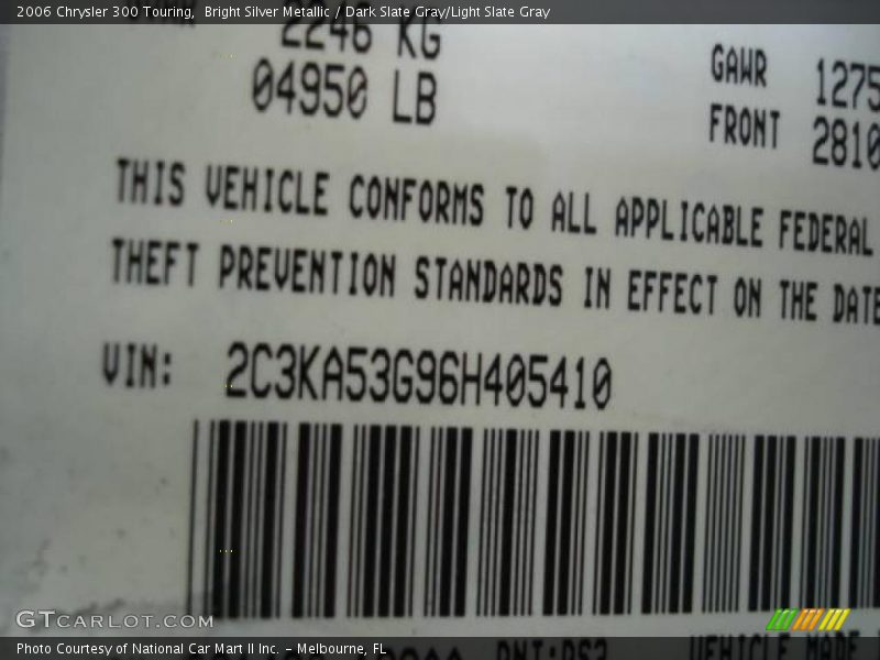 Bright Silver Metallic / Dark Slate Gray/Light Slate Gray 2006 Chrysler 300 Touring