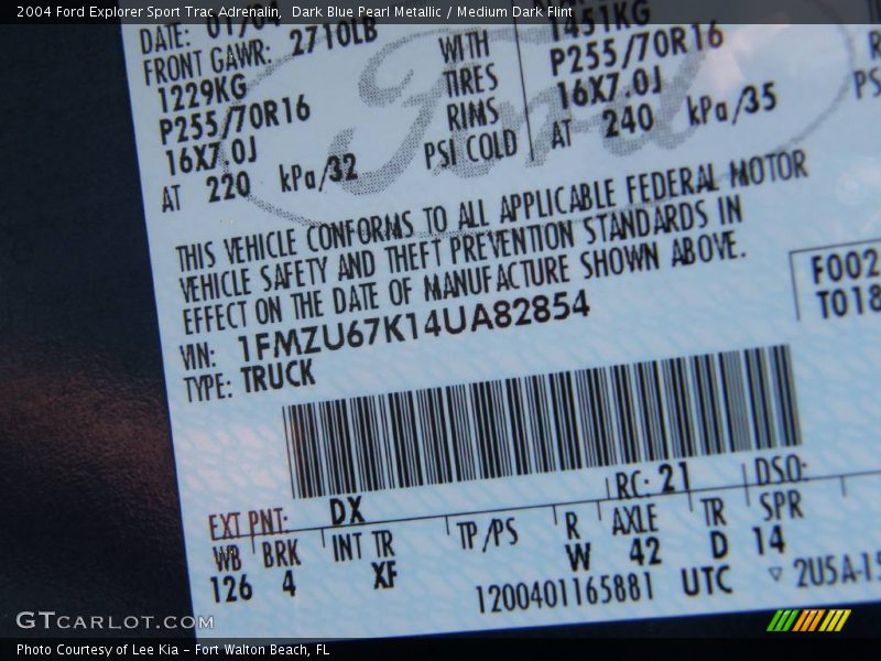 Dark Blue Pearl Metallic / Medium Dark Flint 2004 Ford Explorer Sport Trac Adrenalin