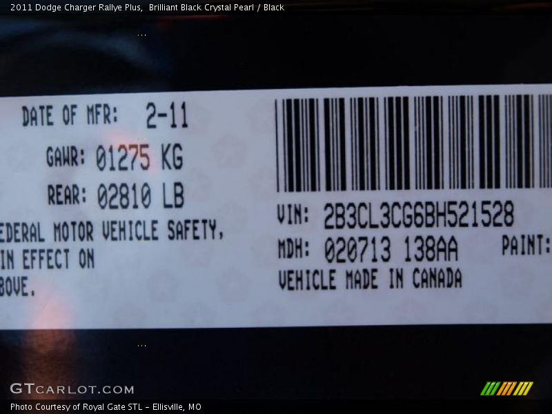Brilliant Black Crystal Pearl / Black 2011 Dodge Charger Rallye Plus
