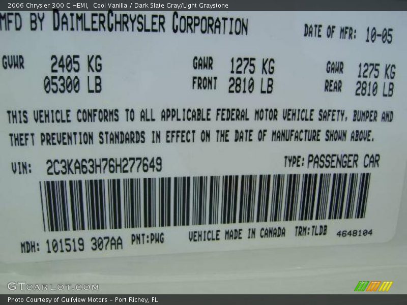 Cool Vanilla / Dark Slate Gray/Light Graystone 2006 Chrysler 300 C HEMI