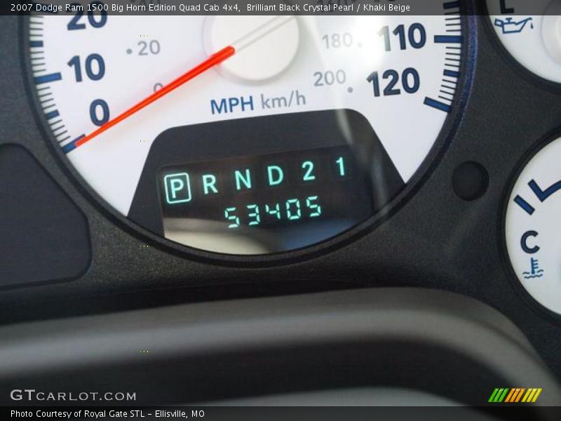 Brilliant Black Crystal Pearl / Khaki Beige 2007 Dodge Ram 1500 Big Horn Edition Quad Cab 4x4