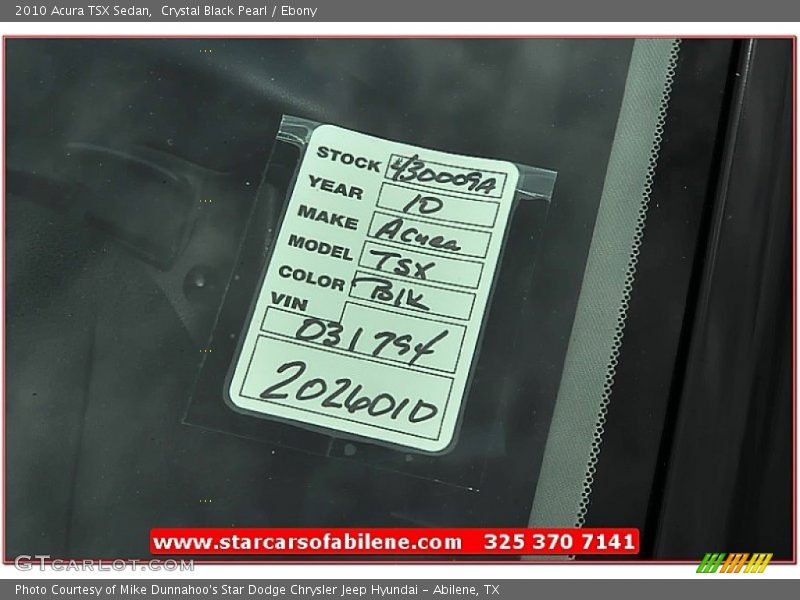 Crystal Black Pearl / Ebony 2010 Acura TSX Sedan