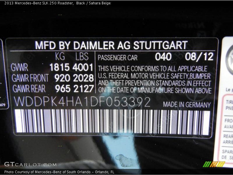 Black / Sahara Beige 2013 Mercedes-Benz SLK 250 Roadster