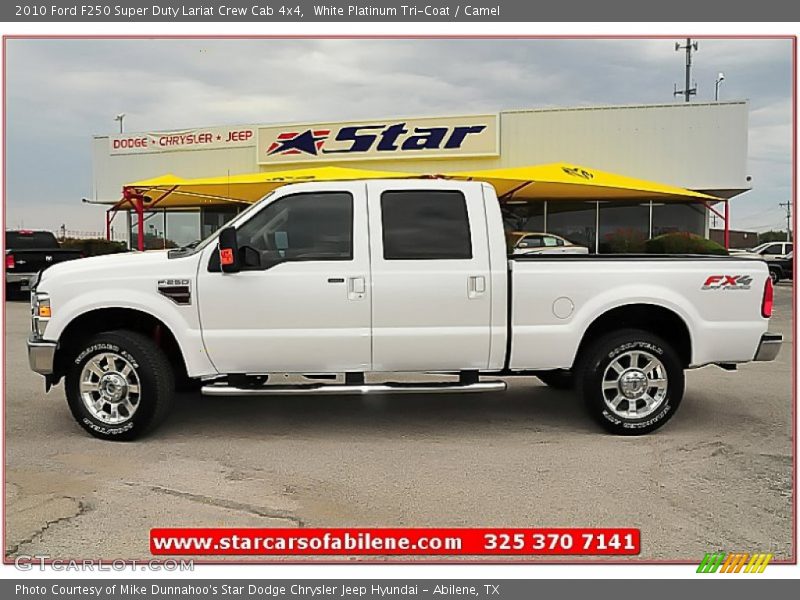 White Platinum Tri-Coat / Camel 2010 Ford F250 Super Duty Lariat Crew Cab 4x4
