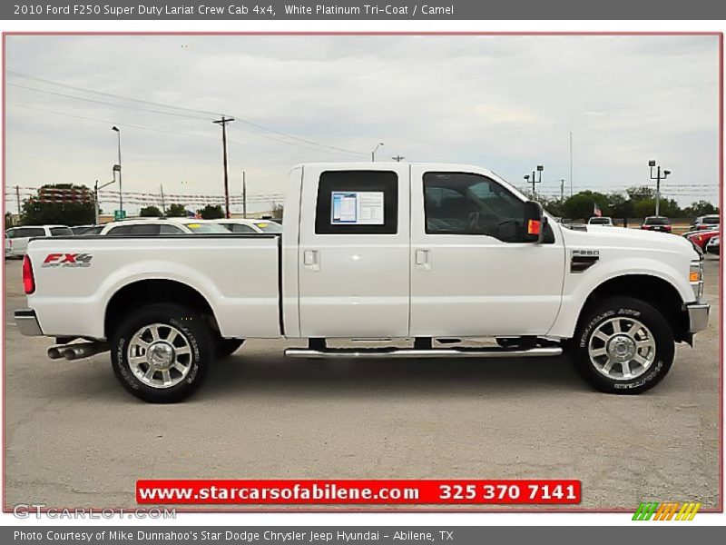 White Platinum Tri-Coat / Camel 2010 Ford F250 Super Duty Lariat Crew Cab 4x4