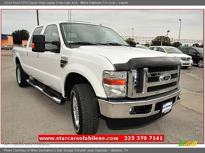 White Platinum Tri-Coat / Camel 2010 Ford F250 Super Duty Lariat Crew Cab 4x4