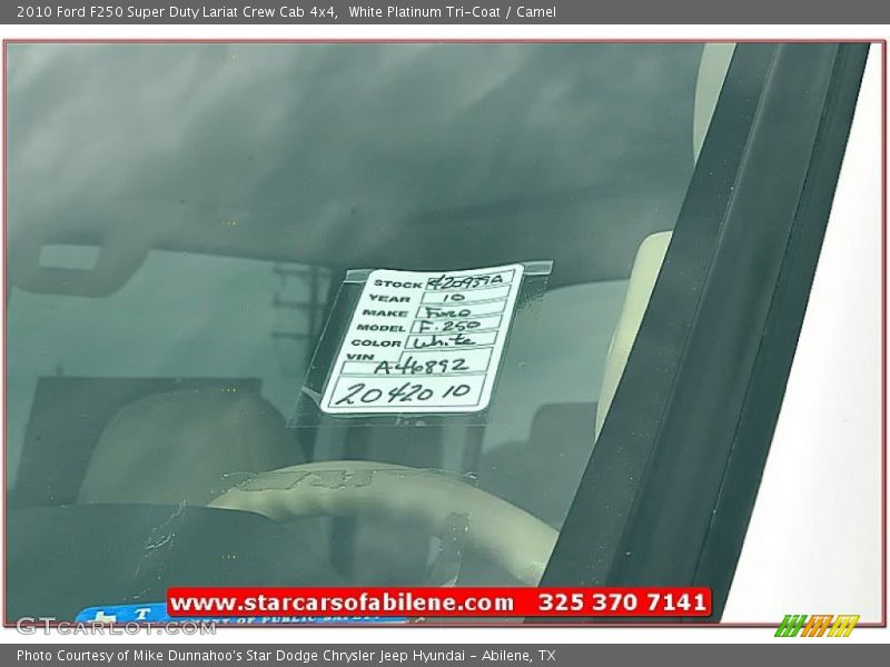 White Platinum Tri-Coat / Camel 2010 Ford F250 Super Duty Lariat Crew Cab 4x4