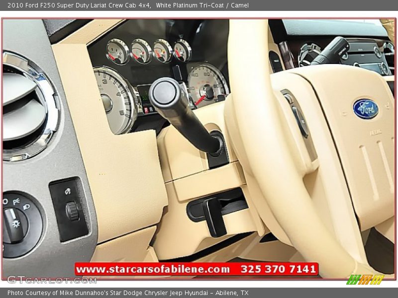 White Platinum Tri-Coat / Camel 2010 Ford F250 Super Duty Lariat Crew Cab 4x4