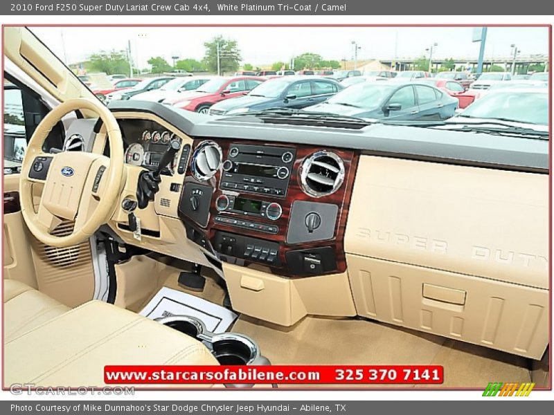 White Platinum Tri-Coat / Camel 2010 Ford F250 Super Duty Lariat Crew Cab 4x4