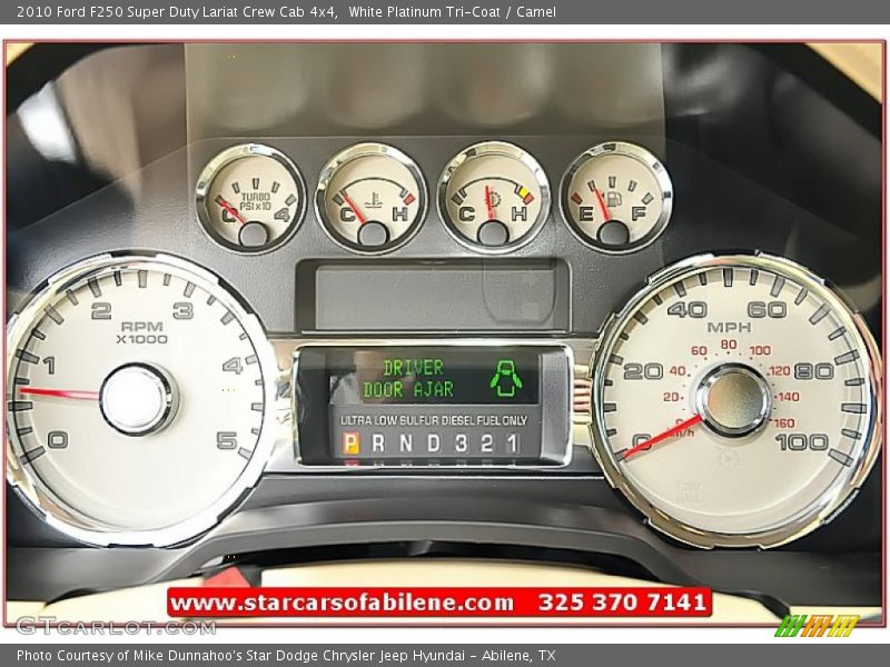 White Platinum Tri-Coat / Camel 2010 Ford F250 Super Duty Lariat Crew Cab 4x4