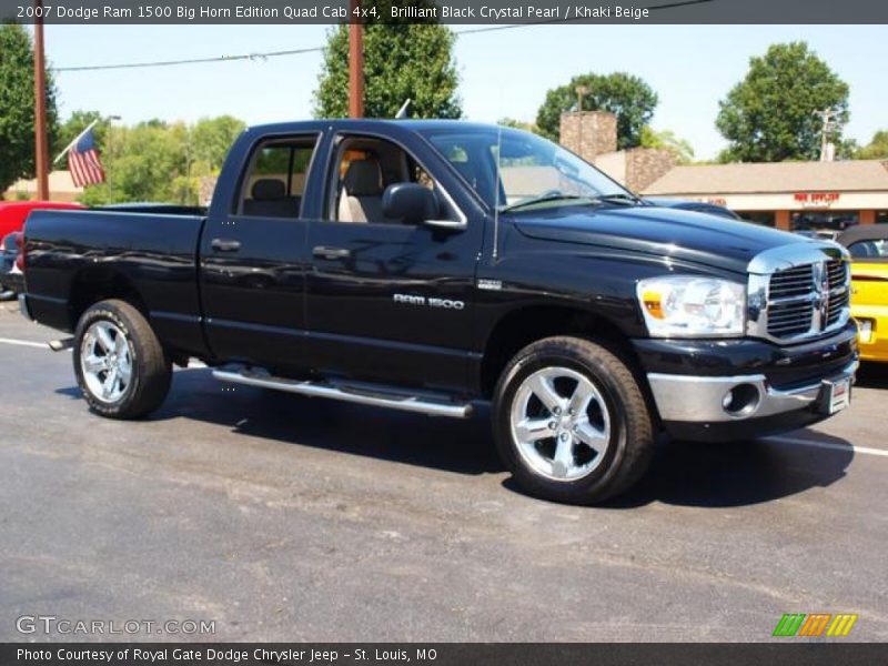 Brilliant Black Crystal Pearl / Khaki Beige 2007 Dodge Ram 1500 Big Horn Edition Quad Cab 4x4